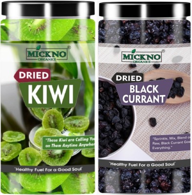 mickno organics Combo of 400gm, Dried Kiwi Dry Fruits & Black Currant Dry Fruit For Baking Dessert Shakes Eating Ice Cream Black Currant, Kiwi(2 x 200 g)