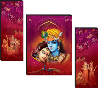 Masstone Digital Reprint 12 inch x 18 inch Painting(With Frame, Pack of 3)