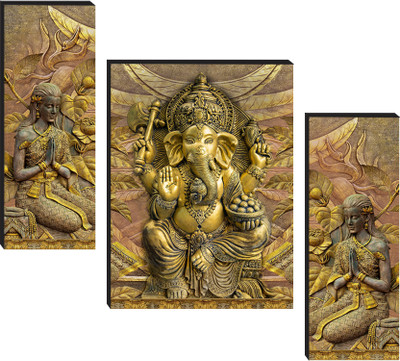 Masstone Digital Reprint 12 inch x 18 inch Painting(With Frame, Pack of 3)