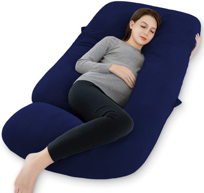 WILD MINT Microfibre Pregnancy Pillow Pack of 1 Solid premium Lyte G Shaped Velvet(Dark Blue)