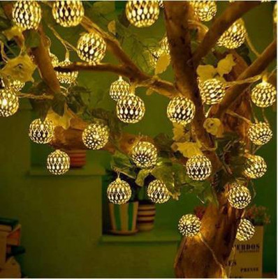 Smuf 16 LEDs 3.19 m Gold Steady Ball Rice Lights(Pack of 1)