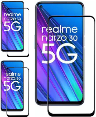 ISAAK Edge To Edge Tempered Glass for Realme Narzo 30 5G Edge to Edge, Full Glue, 11D Tempered Glass(Pack of 3)