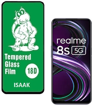 ISAAK Edge To Edge Tempered Glass for Realme 8s 5G Edge to Edge, Full Glue, 18D Tempered Glass(Pack of 1)