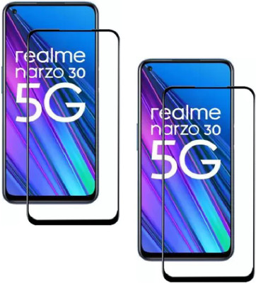 ISAAK Edge To Edge Tempered Glass for Realme Narzo 30 5G Edge to Edge, Full Glue, 11D Tempered Glass(Pack of 2)