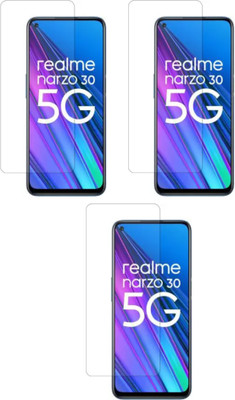 ISAAK Tempered Glass Guard for Realme Narzo 30 5G(Pack of 3)