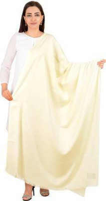 Kashmiri queen Wool Solid Men, Women Shawl(Beige)