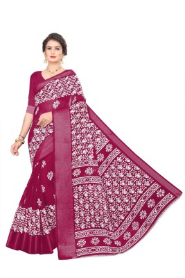 SVB Sarees Printed Daily Wear Silk Blend Saree(Pink)