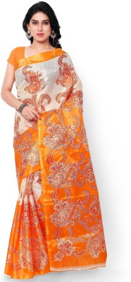 Marabout Woven Kanjivaram Art Silk Saree(Orange)