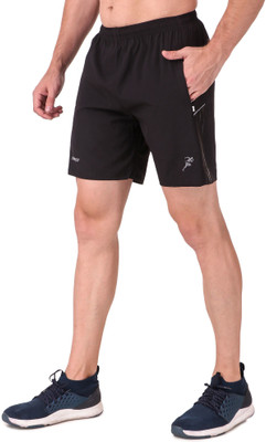 Tempest Solid Men Black Sports Shorts