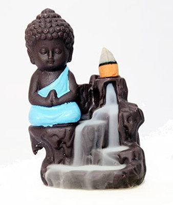 Unique Creations Buddha statue Smoke Fountain Backflow Decorative Showpiece With 10 Cones Free Decorative Showpiece  -  12 cm(Polyresin, Multicolor)