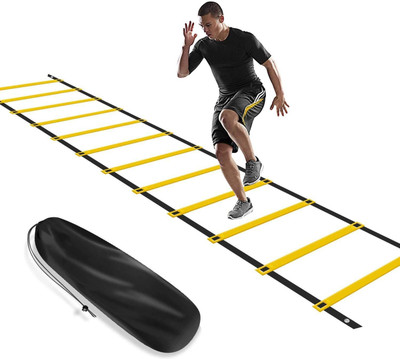 keycraze Agility Ladder 8 meter Speed Training Ladder with 18 Adjustable Rungs, for Soccer, Football, Sports Training - Includes Heavy Duty Carry Bag Speed Ladder(Yellow)