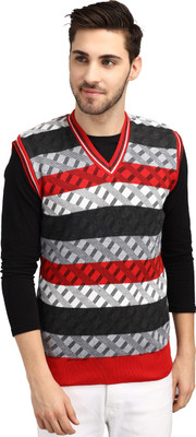 ANIXA Striped, Printed V Neck Casual Men Multicolor Sweater