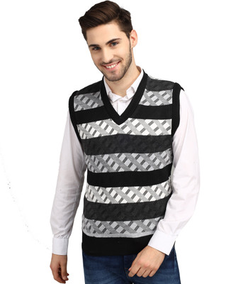 ANIXA Striped, Printed V Neck Casual Men Multicolor Sweater
