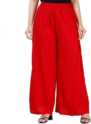 Dutta Fashion Flared Women Red Trousers