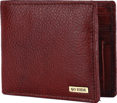 GO HIDE Men Casual Brown Genuine Leather Wallet(9 Card Slots)