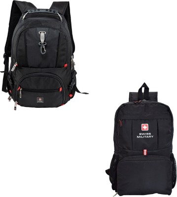 SWISS MILITARY Combo Pack of Laptop Backpack and Black Casual Backpack (LBP77+BP6) 31 L Laptop Backpack(Black)