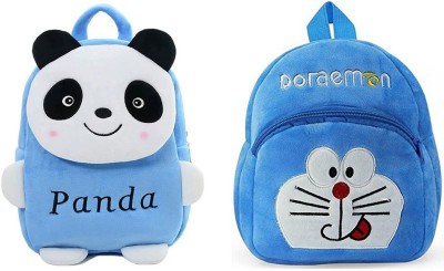 KIDBIRD Soft Material School Bag For Kids Plush Backpack Cartoon Toy | Children's Gifts Boy/Girl/Baby/ Decor School Bag For Kids(Age 2 to 6 Year) Panda & Doramon ( Multicolor) Backpack(Multicolor, 11 L)