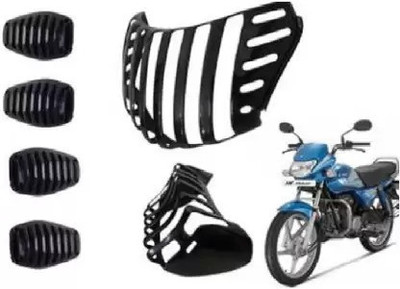 WHEETOYKART Complete Black Plastic Grill Set of Headlight, Indicator & Taillight for HF Deluxe (Pack of 6) Bike Headlight Grill(Black)