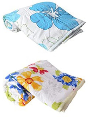 Khatri textiles and handloom store Floral Single Dohar for  AC Room(Poly Cotton, blue & sun flower)
