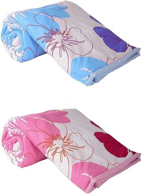 Khatri textiles and handloom store Printed Single Dohar for  AC Room(Poly Cotton, blue & pink)