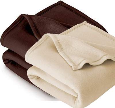 Supreme Home Collective Solid Single Fleece Blanket for  Mild Winter(Microfiber, Brown, Cream)