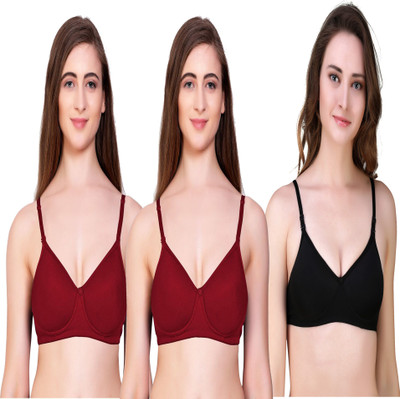 pemi padded Women T-Shirt Heavily Padded Bra(Maroon, Black)