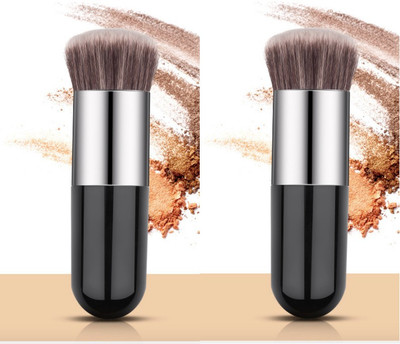 Bingeable 2Pcs Round Found Professional Makeup Brushes Set Soft Synthetic Multi Purpose Makeup Brushes Set (PACK OF 2) (Black\Multi color)(Pack of 1)