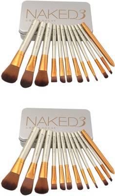 Bingeable 12 Pcs Naked Professional Makeup Brushes Set Soft Synthetic Multi Purpose Makeup Brushes Set (PACK OF 2) (Gold\Multi color)(Pack of 12)