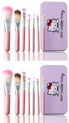 Bingeable 7 Pcs Black Hk Professional Makeup Brushes Set Soft Synthetic Multi Purpose Makeup Brushes Set (PACK OF 2) (Pink\Multi color)(Pack of 7)