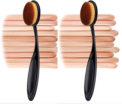 Bingeable 2 Pcs Oval Professional Makeup Brushes Set Soft Synthetic Multi Purpose Makeup Brushes Set (PACK OF 2) (Gold\Multi color)(Pack of 1)