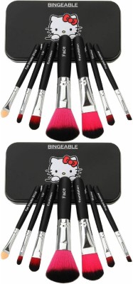 Bingeable 7 Pcs Black Hk Professional Makeup Brushes Set Soft Synthetic Multi Purpose Makeup Brushes Set (PACK OF 2) (Black\Multi Color)(Pack of 7)