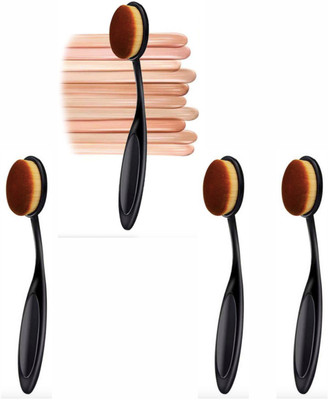 Bingeable 4Pcs Oval Professional Makeup Brushes Set Soft Synthetic Multi Purpose Makeup Brushes Set (PACK OF 4) (Gold\Multi color)(Pack of 1)