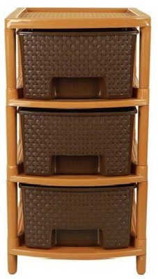 AK HUB 3 Layer Free Standing ( Brown ) Plastic Free Standing Cabinet(Finish Color - Brown, DIY(Do-It-Yourself))