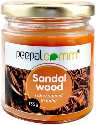 PeepalComm Hand Poured Glass Jar Fragrance Sandalwood Candle(Orange, Pack of 1)