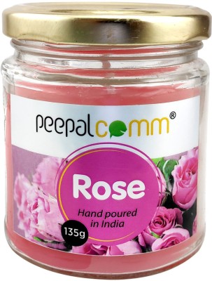 PeepalComm Hand Poured Glass Jar Fragrance Candle(Pink, Pack of 1)