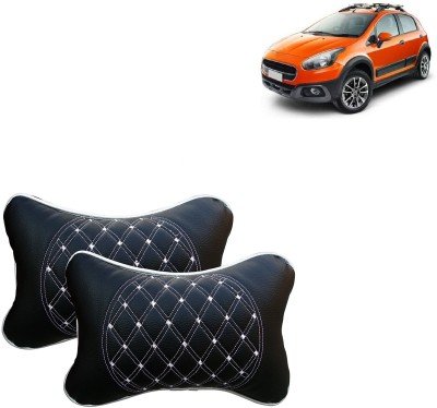 VOCADO Silver, Black Leatherite Car Pillow Cushion for Fiat(Rectangular, Pack of 2)