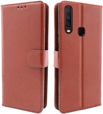 VOSKI Wallet Case Cover for VIVO U10 Flip Cover Premium Leather with Card Pockets Kickstand 360 Degree Protection(Brown, Dual Protection, Pack of: 1)