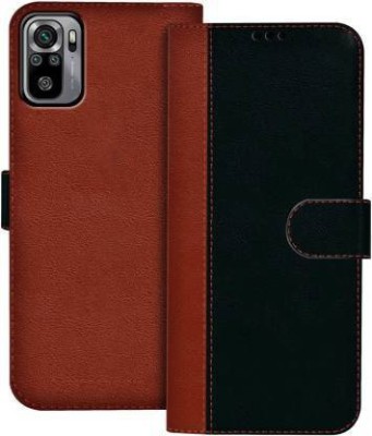 Mycos Flip Cover for Mi Redmi Note 10(Black, Brown, Shock Proof, Pack of: 1)