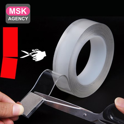 MSK Double sided Medium Dispenser Transparent Magic / Gulu Tape Roll 1Inch (Manual)(Transparent Roll)