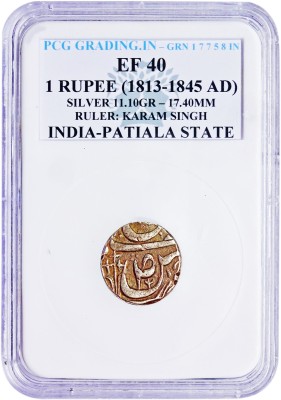 ANTIQUEWAY PCG GRADED EF40 1 RUPEE (1813-1845AD) KARAM SINGH PATIALA STATE COIN Medieval Coin Collection(1 Coins)