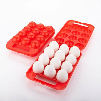 DEVDOX Plastic Egg Container  - 1 dozen(Red)