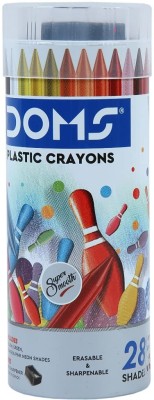 DOMS Plastic Crayons Round Tin 28 Shades(Set of 1, Multicolor)