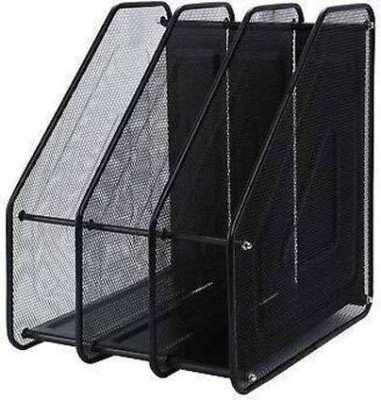 Valashiv 3 Compartments plastic 3 Compartments Metal Desk Organizer(Black)