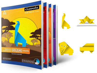 Classmate Origami Notebooks - Unruled, 240 mm x 180 mm Regular Notebook Unruled 168 Pages(Multicolor, Pack of 12)