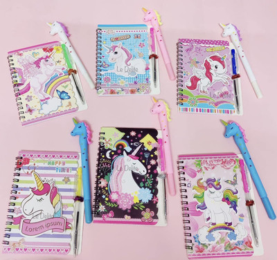 Le Delite unicorn Regular Diary Ruled 50 Pages(Multicolor, Pack of 6)