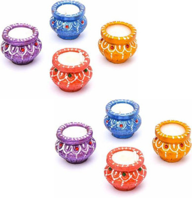 ShubhKraft Diya set for diwali Terracotta (Pack of 8) Table Diya Set(Height: 1.6 inch)
