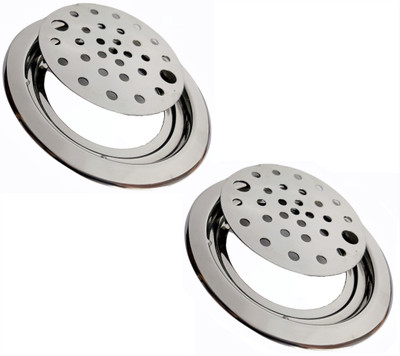 Kyari Floor Stainless Steel Pop-Up Strainer(10.16 cm Set of 2)
