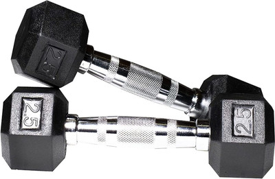 Hridya Trade Hexa Dumbbells Pure Rubber (2.5x2=5Kg) Fixed Weight Dumbbell(5.01 kg)
