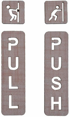 LAKSHMINARAYAN SALES Push & Pull Brown Wooden Signage Self-Adhesive Sign for Business Stores Cafes Shops Hospital School Office Hotel Restaurant - Set-1 Emergency Sign