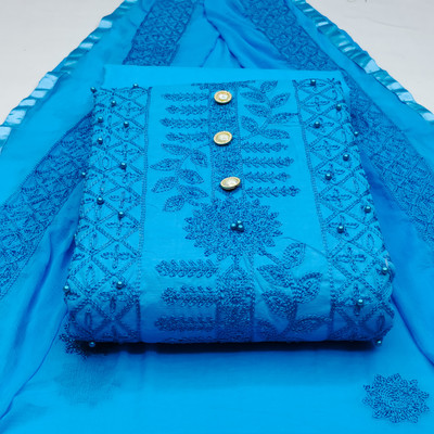 shankhpushpi Cotton Blend Embroidered Salwar Suit Material